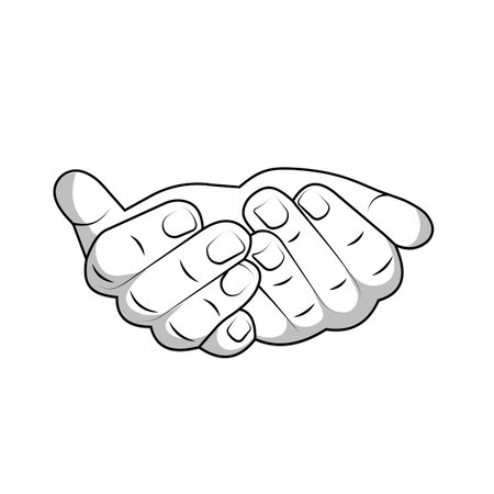 Handshake icon in cartoon style isolated on white background. Hand gestures symbol stock vector illustration.のイラスト素材