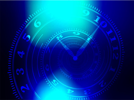 Vector illustration of clock face on blue background. Eps 10 vector file.のイラスト素材