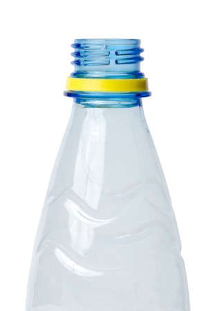 Empty water bottle without a lid blue colorの写真素材