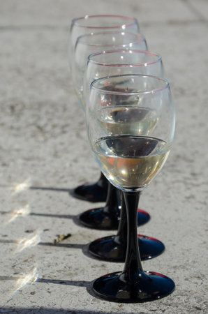 wineglasses for wine at a weddingの写真素材