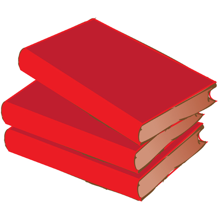 red vintage book pile isolated on whiteのイラスト素材