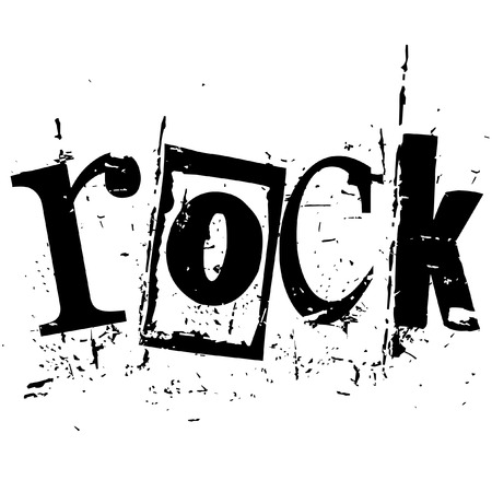 the word rock written in grunge cutout styleのイラスト素材