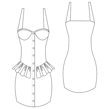 a vector illustration of frilled  bustier dressのイラスト素材