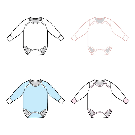 A Vector illustration of Long Sleeve Infant Bodysuit Setのイラスト素材