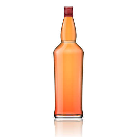 Glass brandy (bourbon, whiskey, cognac) bottle. Vector illustration. Glass bottle collection, item 4.のイラスト素材