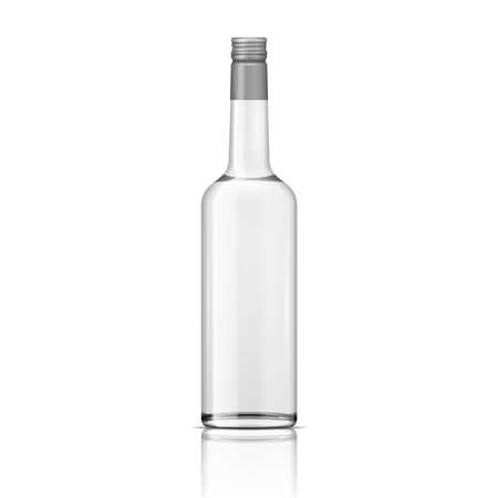 Glass vodka bottle with screw cap. Vector illustration. Glass bottle collection, item 5.のイラスト素材