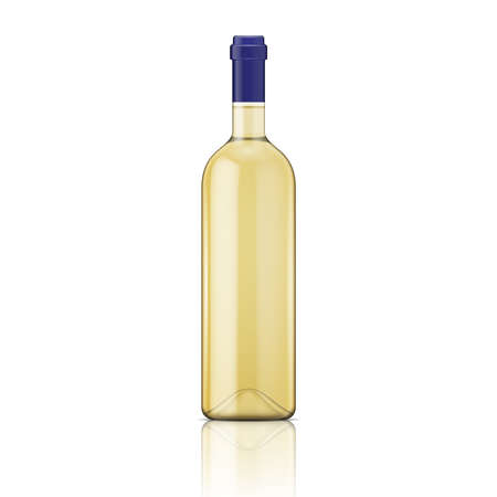 Glass white wine bottle. Vector illustration. Glass bottle collection. Item 7.のイラスト素材