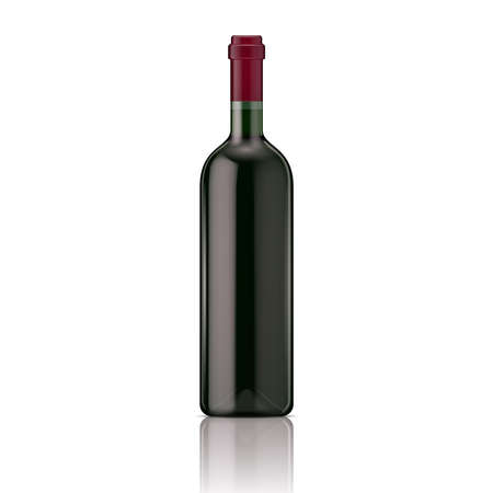 Glass red wine bottle. Vector illustration. Glass bottle collection. Item 8.のイラスト素材