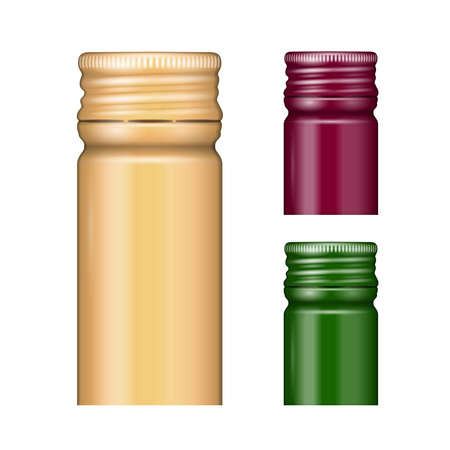 Screw bottle caps in different colors. Vector illustration. Packaging collection.の写真素材