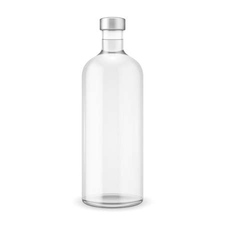 Glass vodka bottle with silver cap. Vector illustration. Glass bottle collection, item 10.のイラスト素材