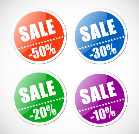 Sale stickers with perforation. Set of four colors.のイラスト素材