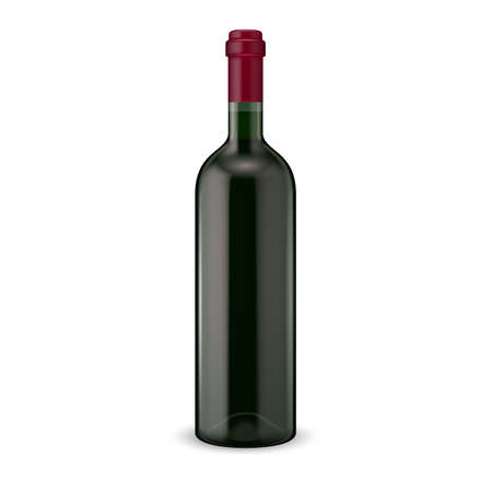 Glass red wine bottle. Vector illustration. Glass bottle collection. Item 13.のイラスト素材