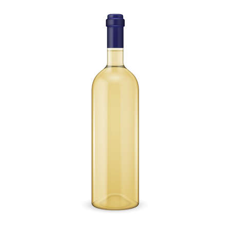 Glass white wine bottle. Vector illustration. Glass bottle collection. Item 12.のイラスト素材