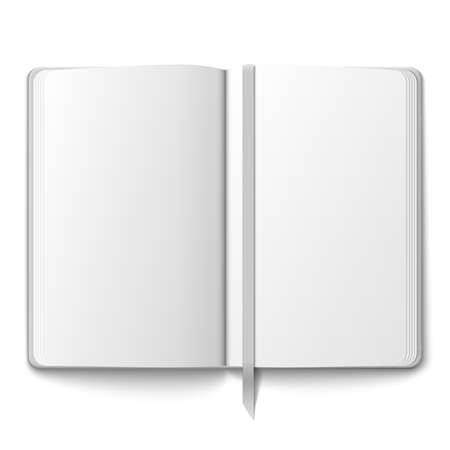 Blank opened copybook template with bookmark. Vector illustration.のイラスト素材