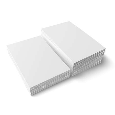 Two stacks of blank business cards of different heights on white background with soft shadows. Vector illustration. のイラスト素材