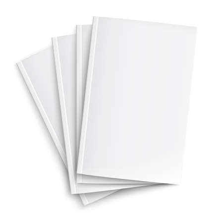 Stack of blank magazines template. on white background with soft shadows. Ready for your design. Vector illustration. のイラスト素材