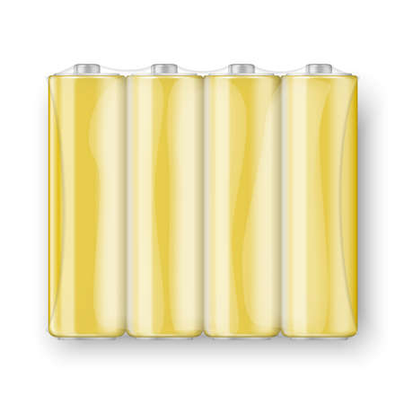 Clean battery pack template, AA size. Ready for your design. Vector illustration.のイラスト素材