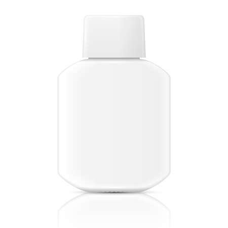 White glass bottle template for lotion, toilet water, balm, perfume. Ready for your design. Vector illustration.のイラスト素材