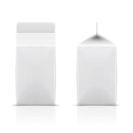 White half-liter cardboard brick package for diary products, juice or beverage. Packaging collection. Vector illustration.のイラスト素材