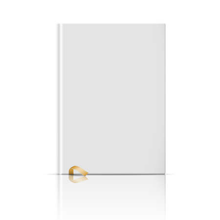 Blank vertical book template with gold bookmark.のイラスト素材