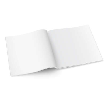 Blank template of square opened magazine on white background with soft shadows. Vector illustration.のイラスト素材