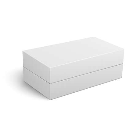 Template of blank closed cardboard box lying on white background Packaging collection. Vector illustration.のイラスト素材