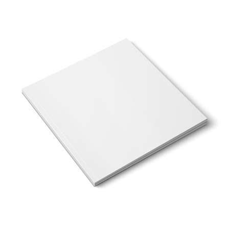 Blank template of thick square closed magazine on white background. Vector illustration. Ready for your design.のイラスト素材