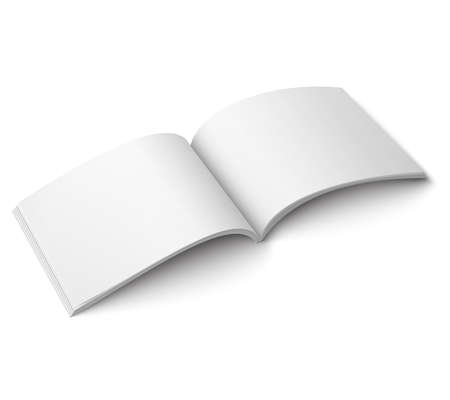Blank open magazine template on white background. Wide format. Vector illustration. Ready for your design.のイラスト素材