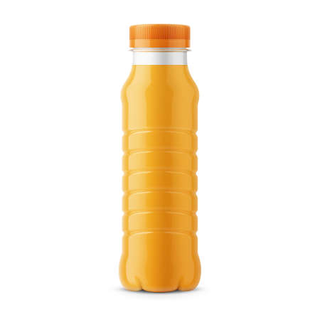 Glossy plastic PET bottle with screw cap for orange juice vector illustration.のイラスト素材