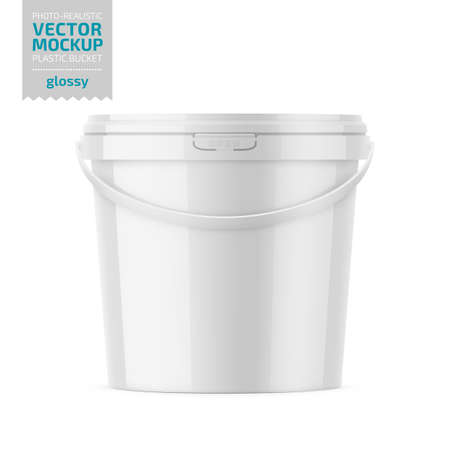 White glossy plastic bucket mockup template.のイラスト素材