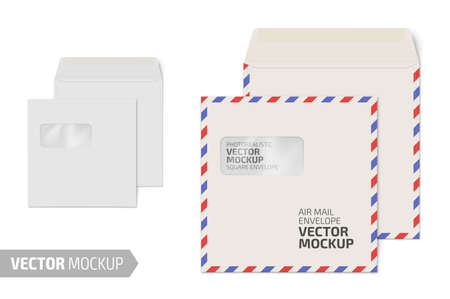 Blank square envelope with window on white.のイラスト素材