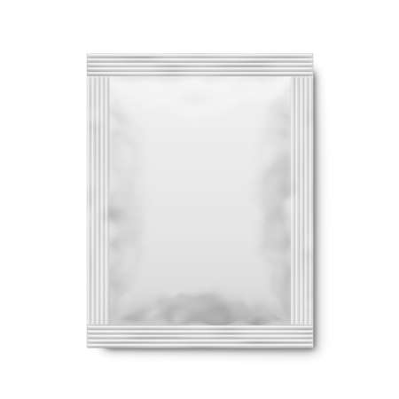 White matte paper sachet. Vector 3d illustration.のイラスト素材