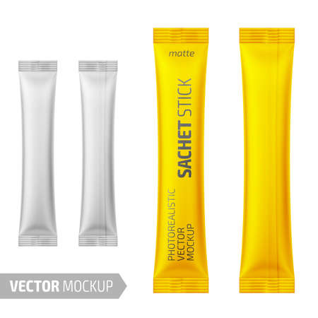 White matte sachet stick. Vector 3d illustration.のイラスト素材