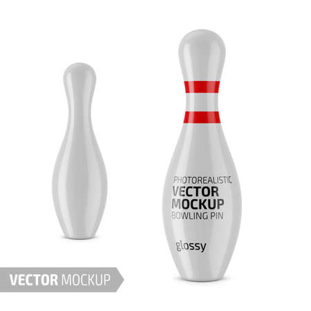 White glossy bowling pin vector mockup.のイラスト素材