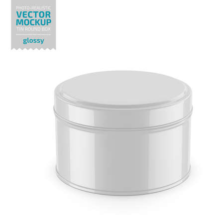 Round glossy tin round box template.のイラスト素材