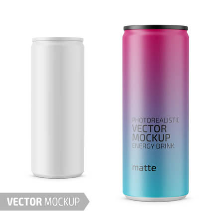 White matte energy drink can vector mockup.のイラスト素材