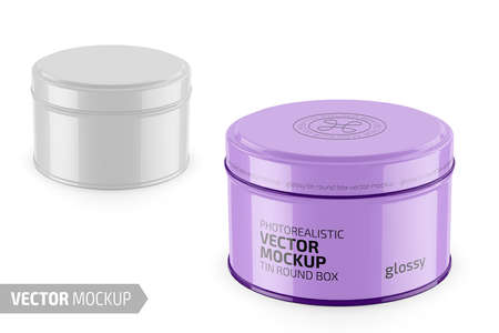Round glossy tin round box template.のイラスト素材