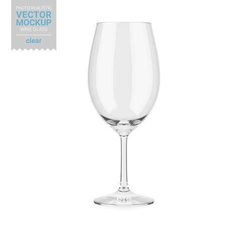 Empty clear wine glass. Editable glass color. Contains gold layer and accurate mesh to wrap your design with envelope distortion. Photo-realistic packaging mockup template.のイラスト素材