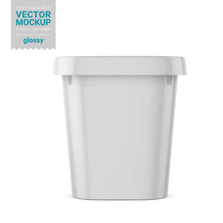 White glossy plastic container mockup. Vector illustration.のイラスト素材
