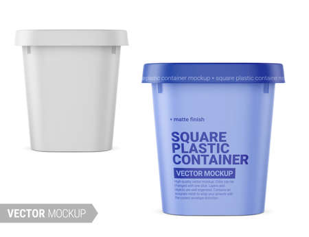 White matte plastic container mockup. Vector illustration.のイラスト素材