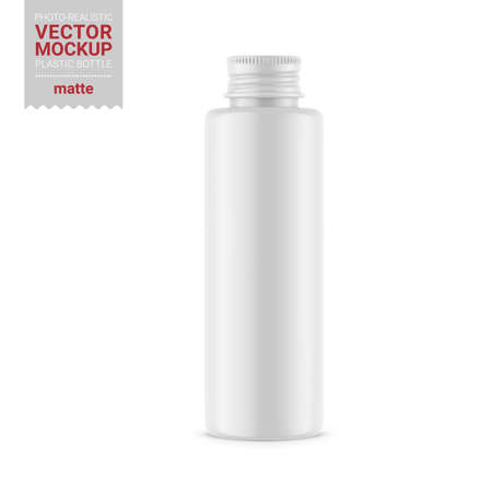 White matte plastic bottle mockup. Vector illustration.のイラスト素材