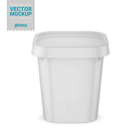 White glossy plastic container mockup. Vector illustration.のイラスト素材