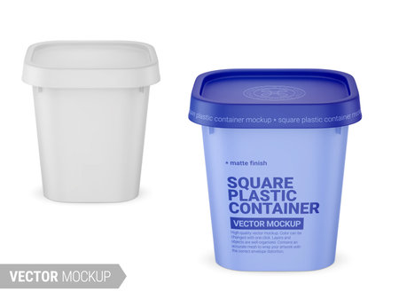 White matte plastic container mockup. Vector illustration.のイラスト素材