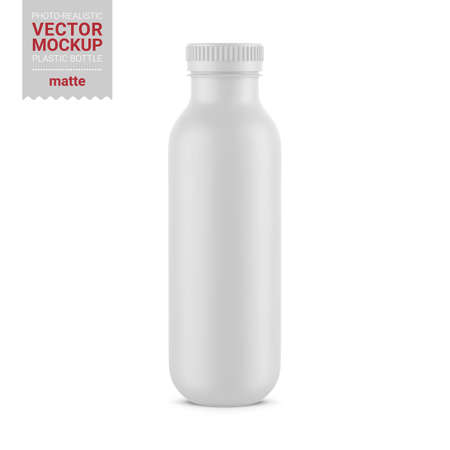 White matte plastic bottle mockup. Vector illustration.のイラスト素材