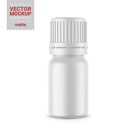White matte dropper bottle vector mockup illustration.のイラスト素材