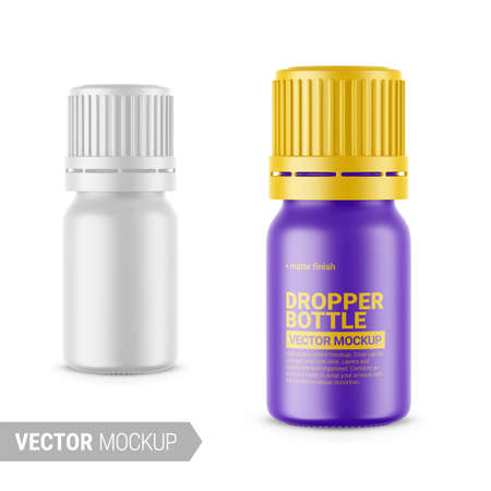 White matte dropper bottle vector mockup illustration.のイラスト素材