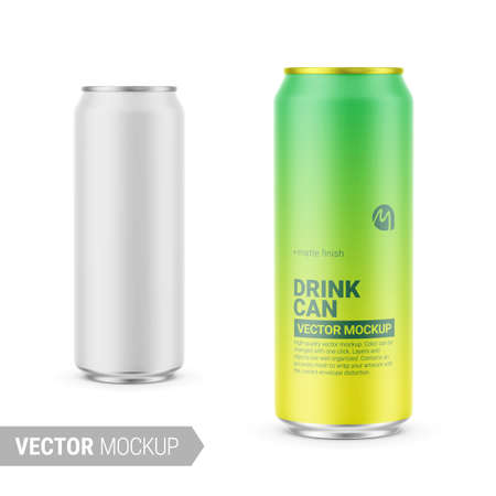 White matte drink can mockup. Vector illustration.のイラスト素材