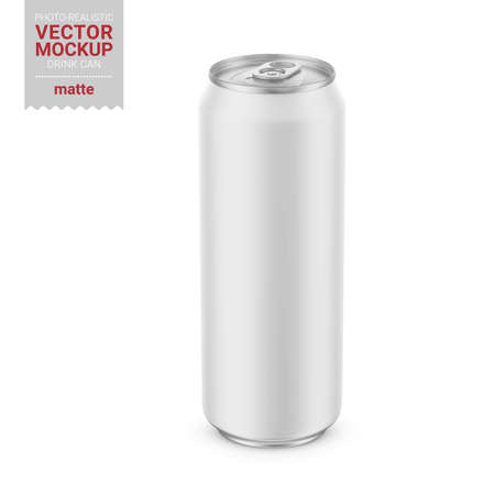White matte drink can mockup. Vector illustration.のイラスト素材