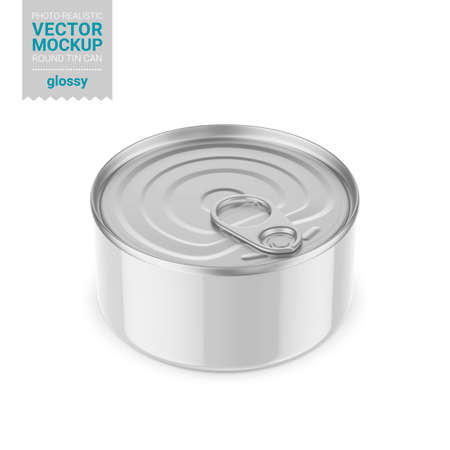 White matte tin can mockup. Vector illustration.のイラスト素材