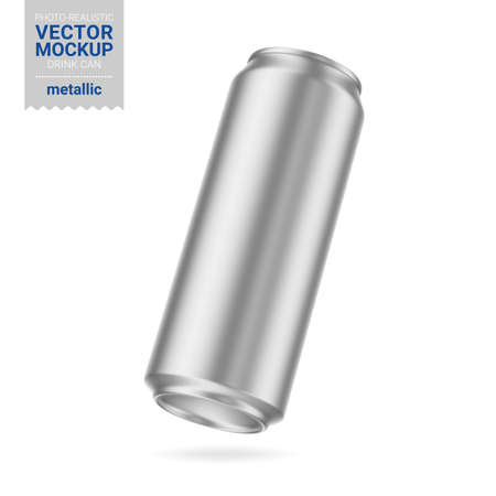Gray metallic drink can mockup. Vector illustration.のイラスト素材